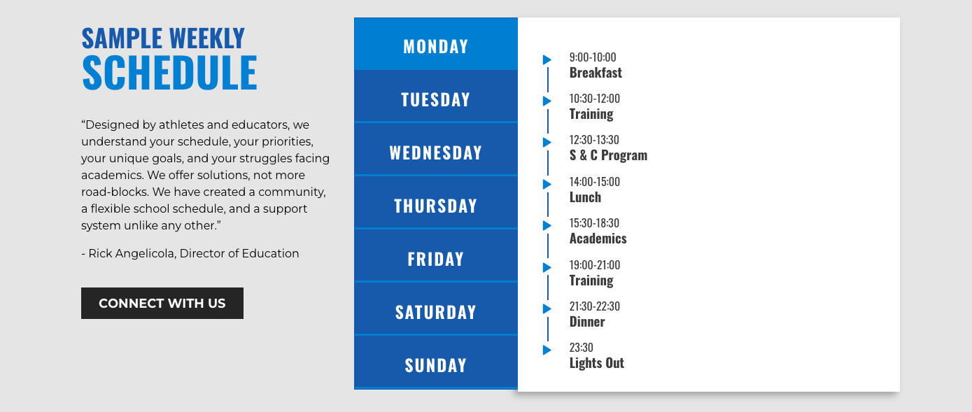 International Development Academy Schedule