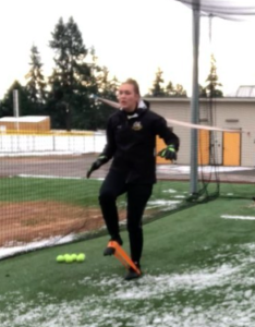 Using a band with a goalkeeper to practice proprioception

