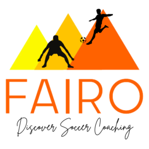 An image of the Fairo Sport Logo with a soccer player shooting the ball at a goalkeeper