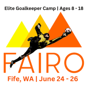 Fairo Logo with a goalkeeper with Fife wa as the location for the goalkeeper camp