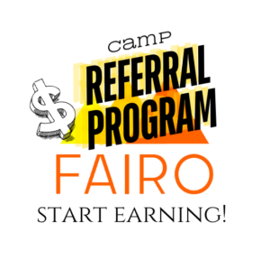 this is an image of the fairo sport logo with the words referral program over it to let people konw that they can earn money