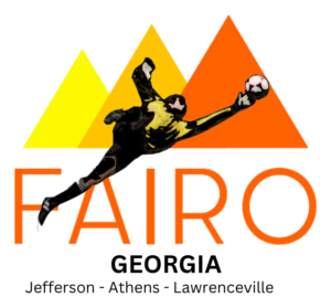 FAiro Logo with Goalkeeper diving and the words Georgia Athens Jefferson