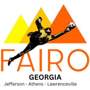 FAiro Logo with Goalkeeper diving and the words Georgia Athens Jefferson