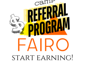 this is an image of the fairo sport logo with the words referral program over it to let people konw that they can earn money